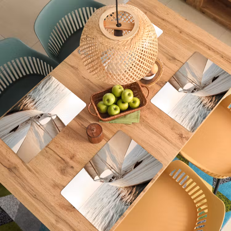 Placemat - 6 stuks - Zeilboot - Zee - Beige - Zon — 6