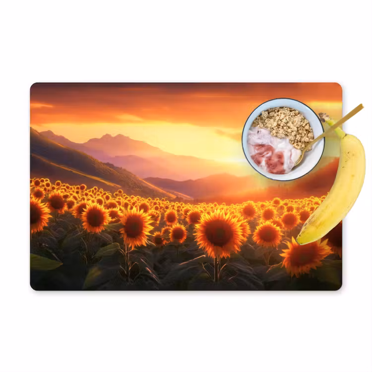 Placemat - 6 stuks - Zonnebloemen - Zonsondergang - Landschap — 1