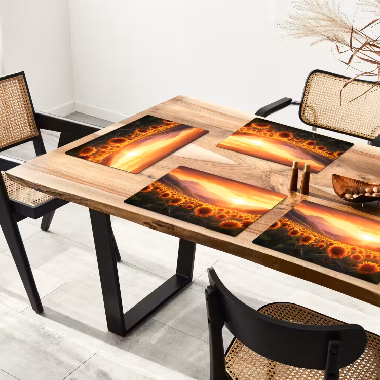 Placemat - 6 stuks - Zonnebloemen - Zonsondergang - Landschap — 5