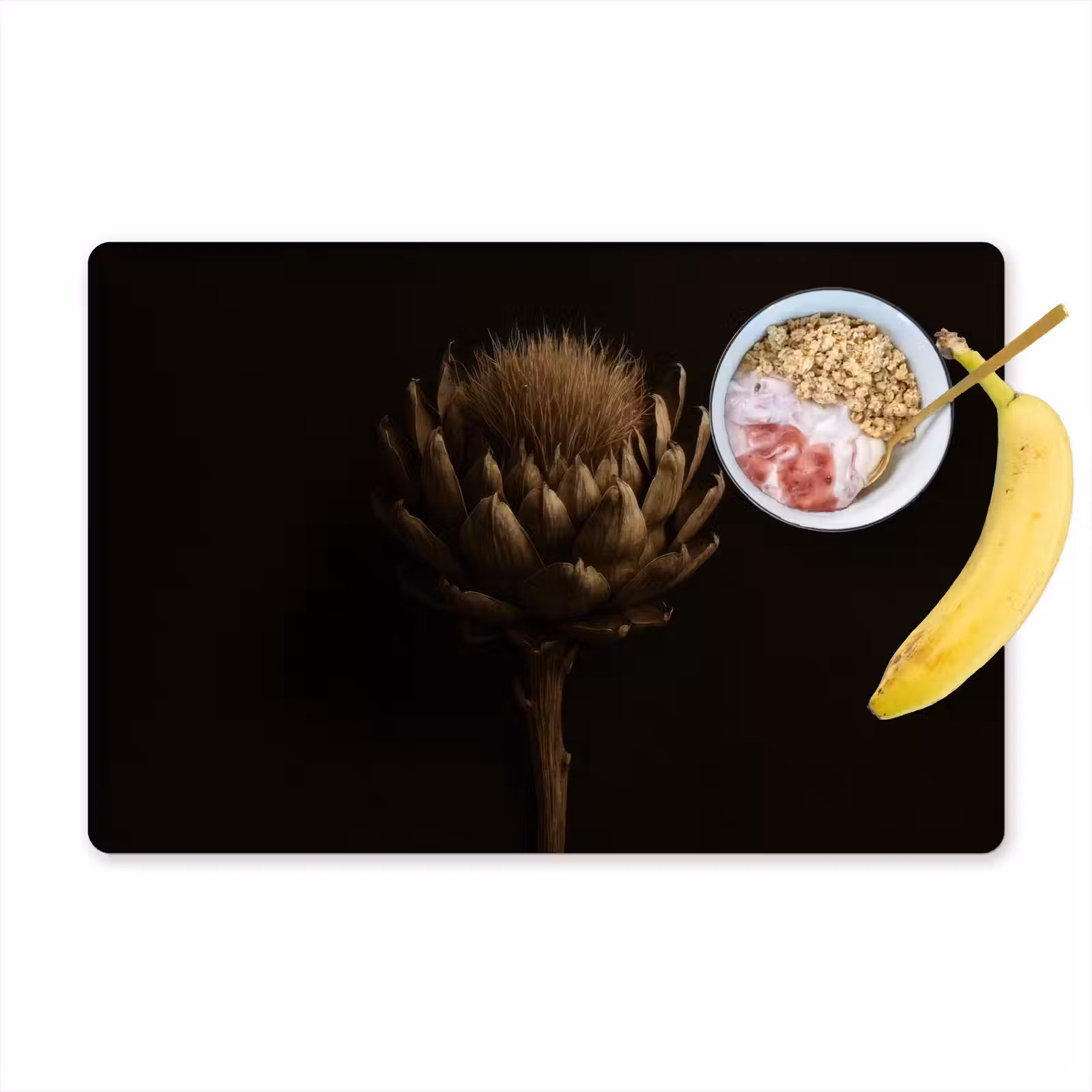 Placemat - 6 stuks - Donkerbruin - Bloem - Textuur - Artisjok — 1