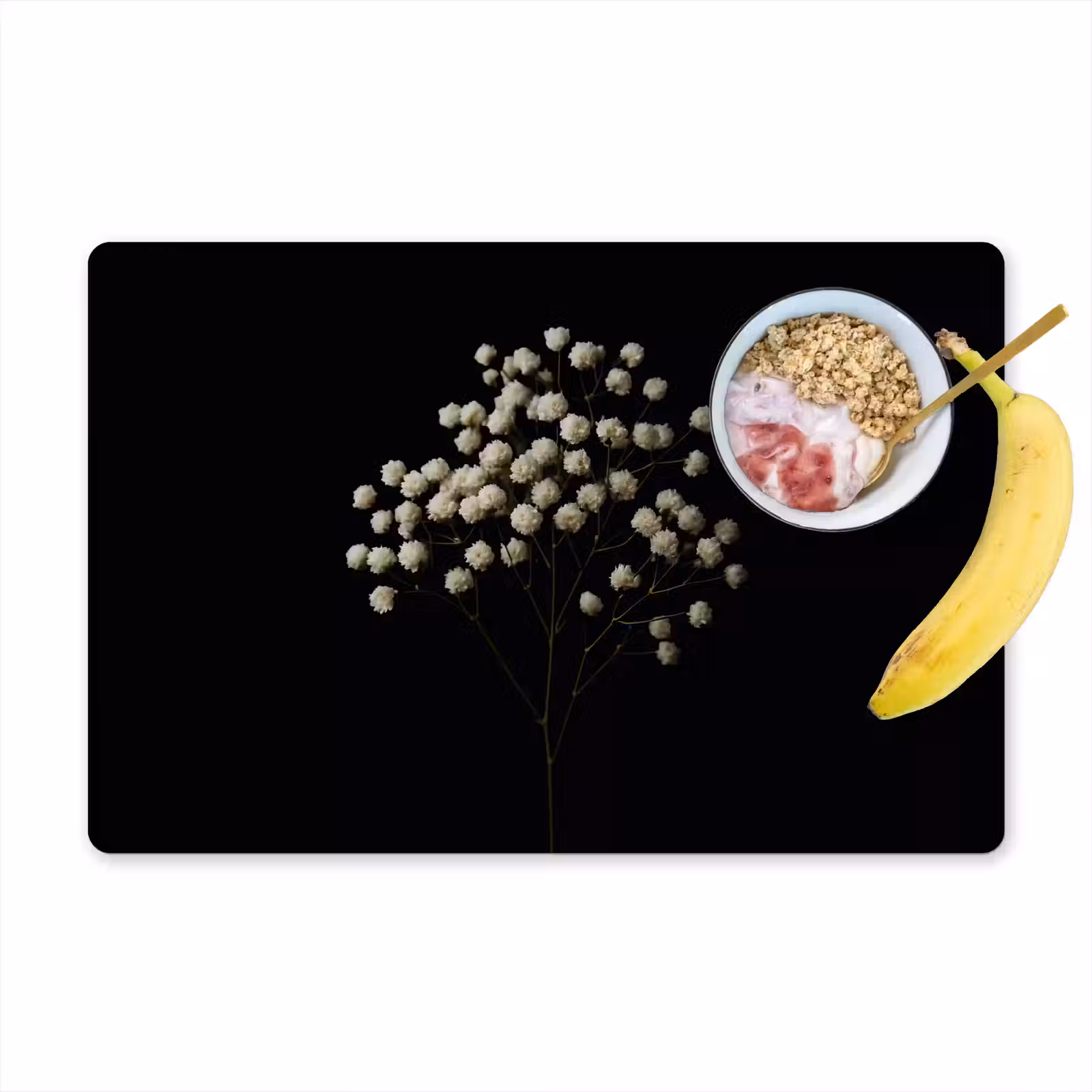 Placemat - 6 stuks - Gipskruid - Bloemetjes - Wit - Minimalistisch — 1