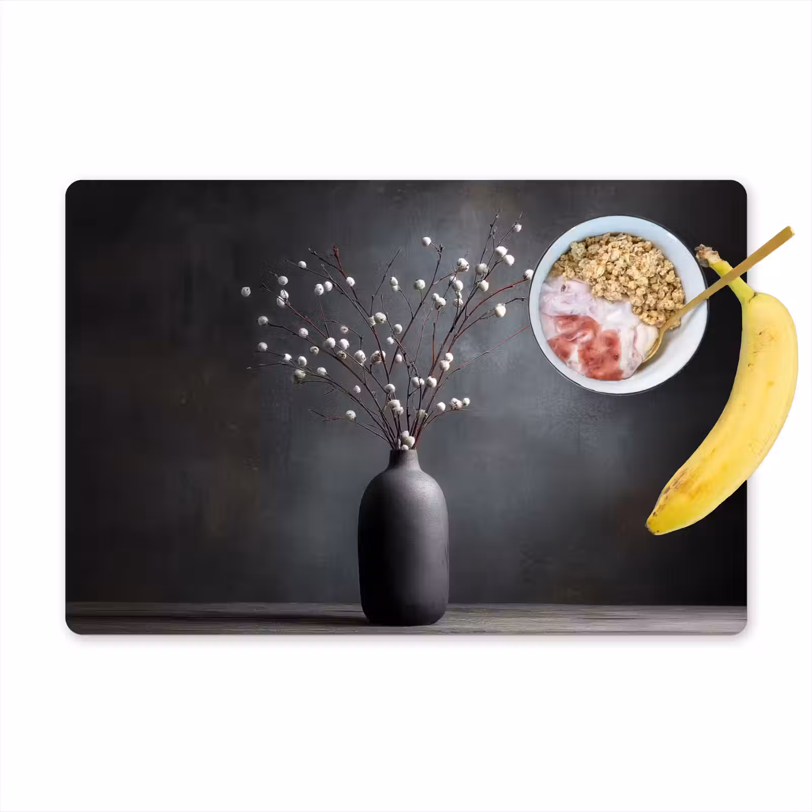 Placemat - 6 stuks - Takken - Vaas - Bolletjes - Wit — 1