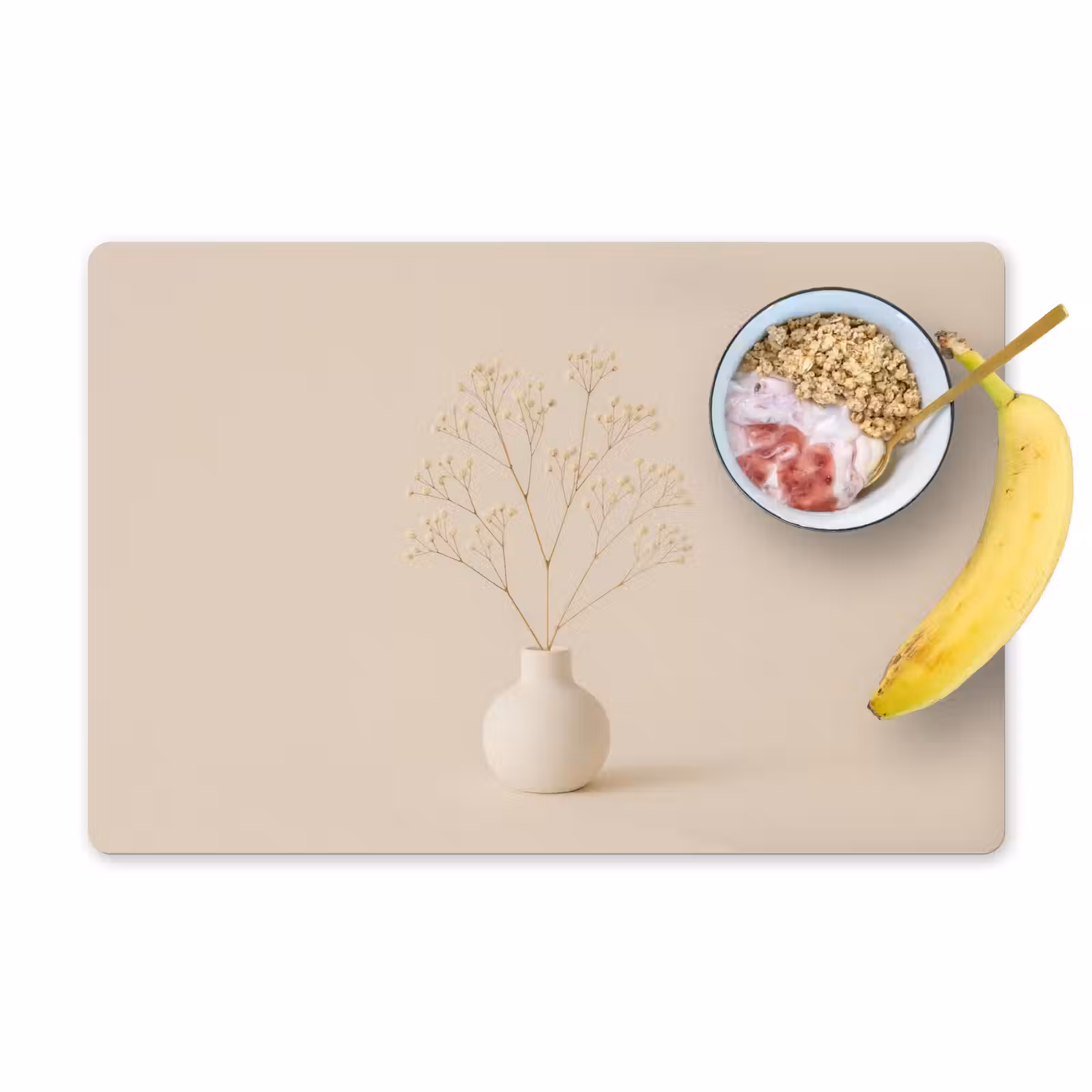 Placemat - 6 stuks - Vaas - Takken - Bloemetjes - Wit — 1