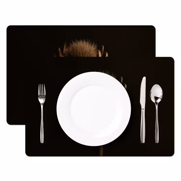 Placemat - 6 stuks - Donkerbruin - Bloem - Textuur - Artisjok — 2