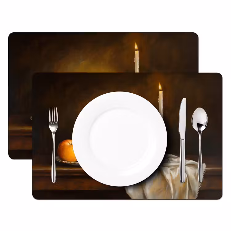 Placemat - 6 stuks - Fruit - Stilleven - Wijn - Kaars — 2