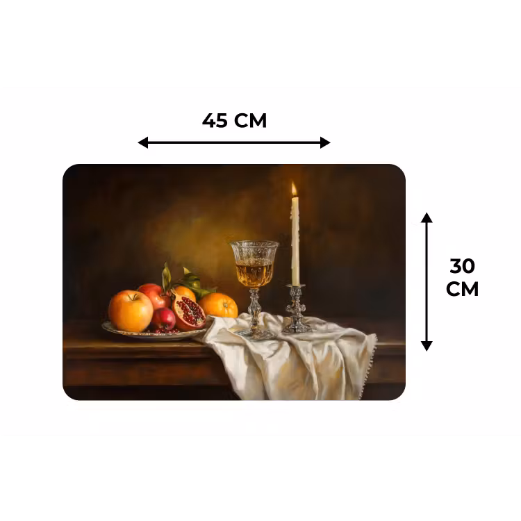 Placemat - 6 stuks - Fruit - Stilleven - Wijn - Kaars — 3