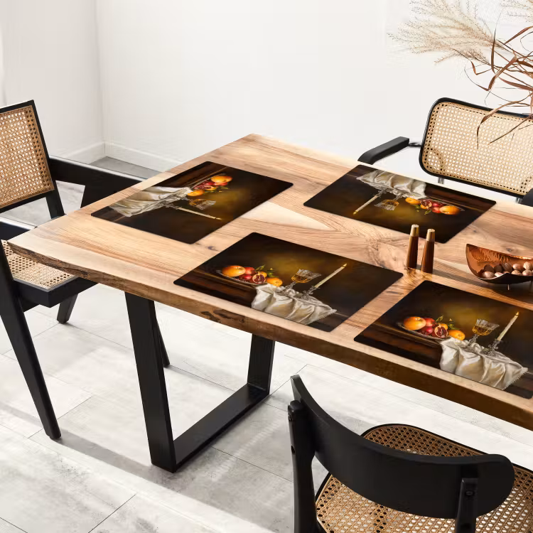 Placemat - 6 stuks - Fruit - Stilleven - Wijn - Kaars — 5