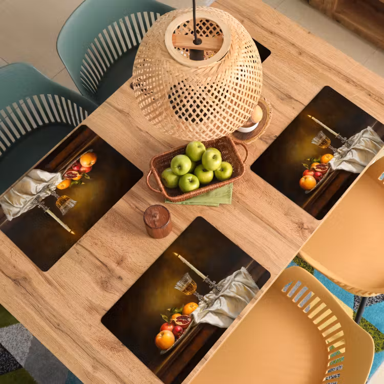Placemat - 6 stuks - Fruit - Stilleven - Wijn - Kaars — 6