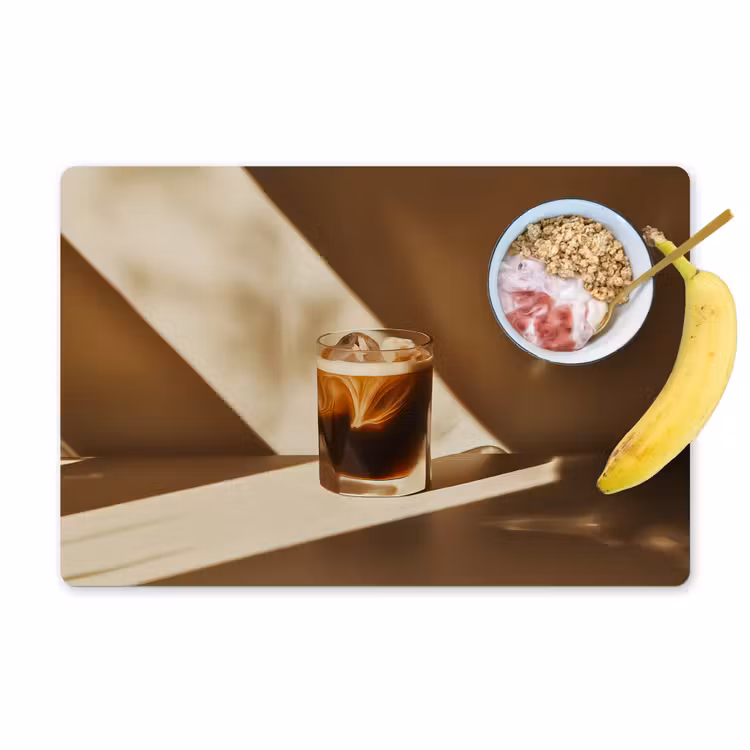 Placemat - 6 stuks - Glas - Ijskoffie - Schaduw - Bruin — 1