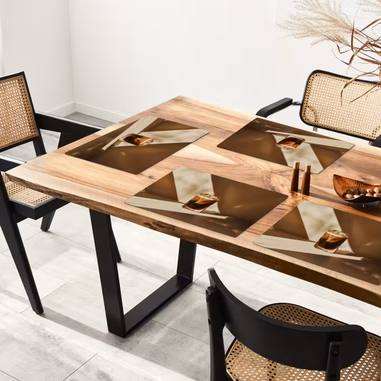 Placemat - 6 stuks - Glas - Ijskoffie - Schaduw - Bruin — 5