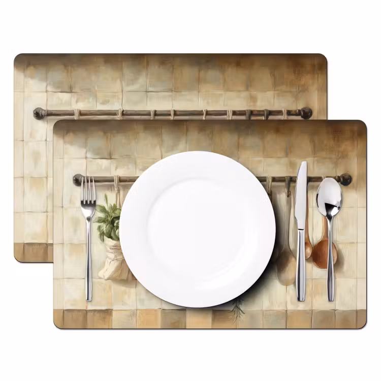 Placemat - 6 stuks - Hout - Keukengerei - Stilleven - Tegels — 2