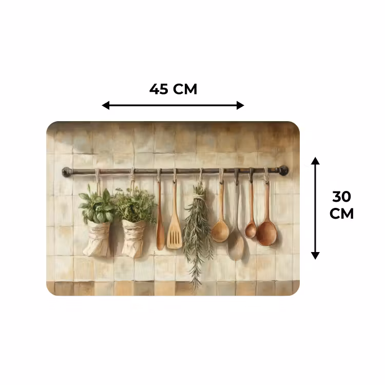 Placemat - 6 stuks - Hout - Keukengerei - Stilleven - Tegels — 3