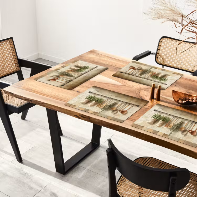 Placemat - 6 stuks - Hout - Keukengerei - Stilleven - Tegels — 5