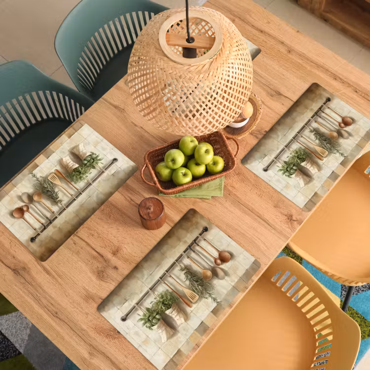 Placemat - 6 stuks - Hout - Keukengerei - Stilleven - Tegels — 6