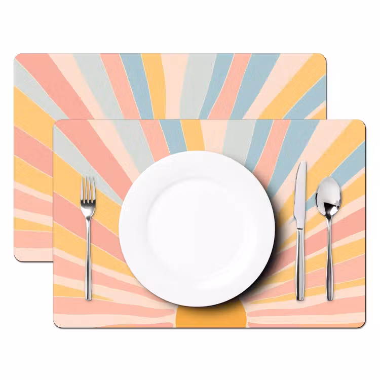 Placemat - 6 stuks - Illustratie - Zon - Pastelkleuren — 2