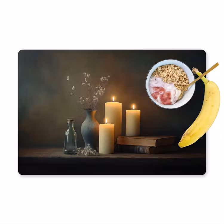 Placemat - 6 stuks - Kaarsen - Stilleven - Rustiek - Boeken — 1