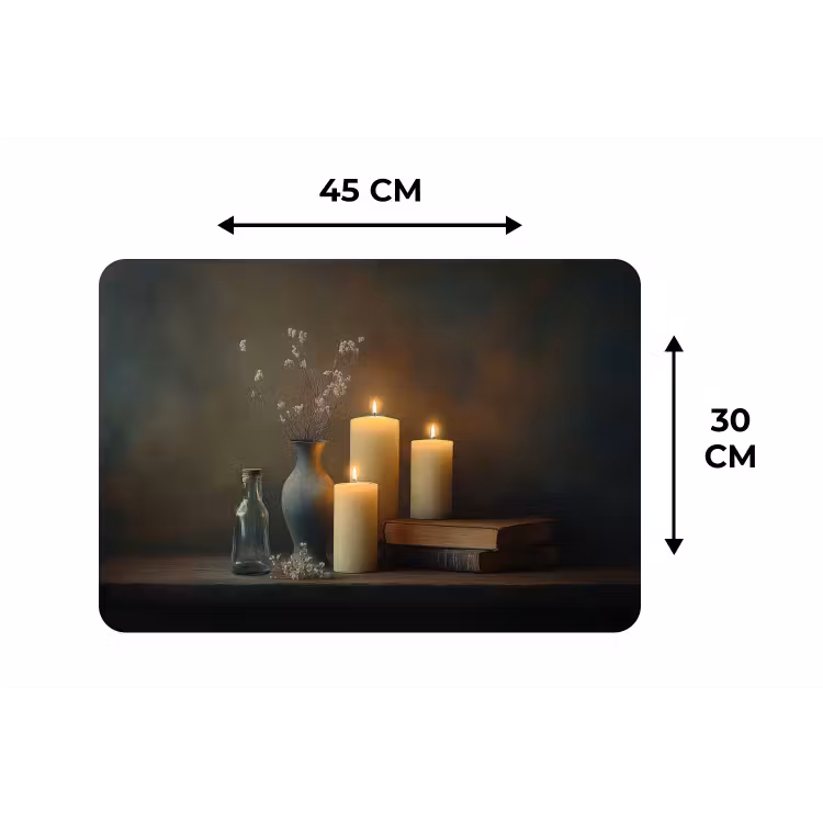 Placemat - 6 stuks - Kaarsen - Stilleven - Rustiek - Boeken — 3