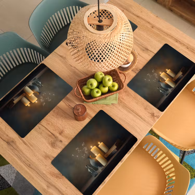 Placemat - 6 stuks - Kaarsen - Stilleven - Rustiek - Boeken — 6