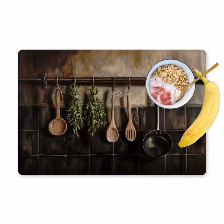 Placemat - 6 stuks - Keukengerei - Rustiek - Tegels - Kruiden — 1