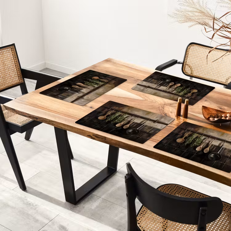 Placemat - 6 stuks - Keukengerei - Rustiek - Tegels - Kruiden — 5