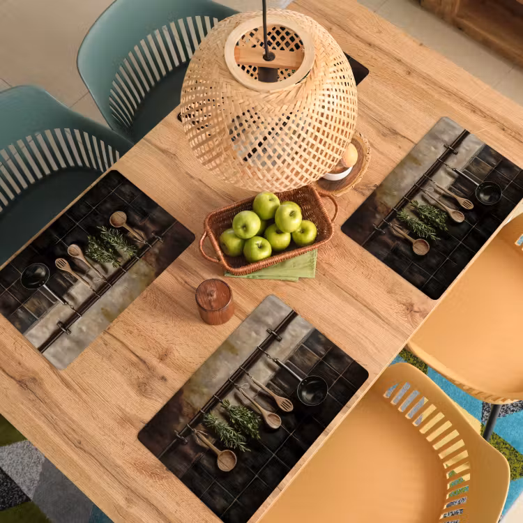 Placemat - 6 stuks - Keukengerei - Rustiek - Tegels - Kruiden — 6