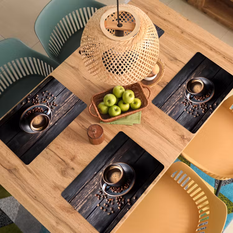 Placemat - 6 stuks - Kop - Koffie - Hout - Bonen — 6