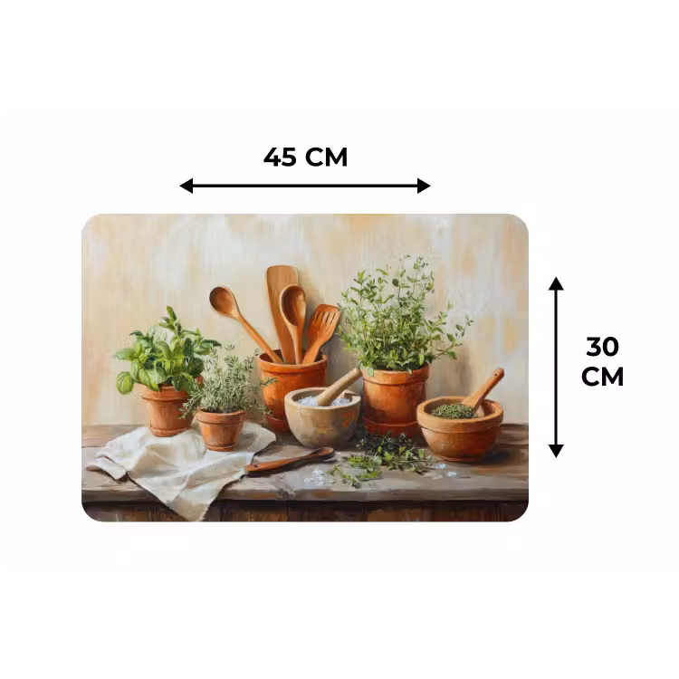 Placemat - 6 stuks - Potten - Kruiden - Hout — 3