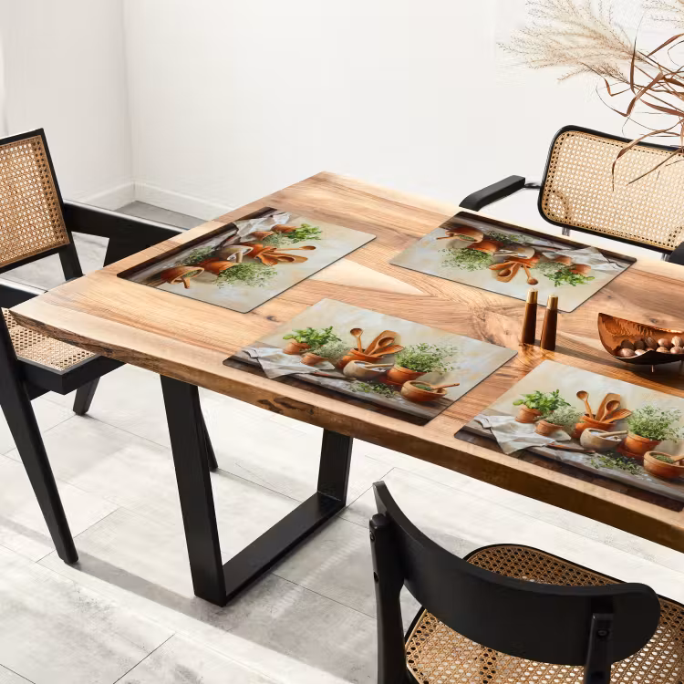 Placemat - 6 stuks - Potten - Kruiden - Hout — 5