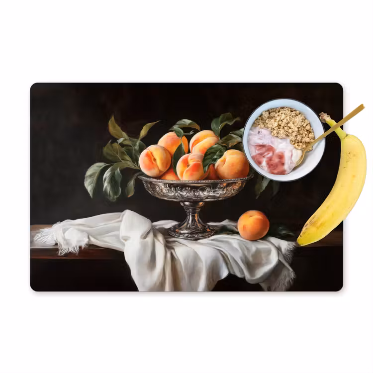 Placemat - 6 stuks - Stilleven - Perziken - Vintage — 1