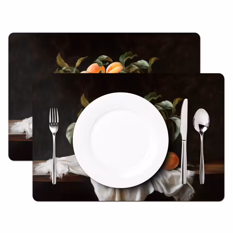 Placemat - 6 stuks - Stilleven - Perziken - Vintage — 2