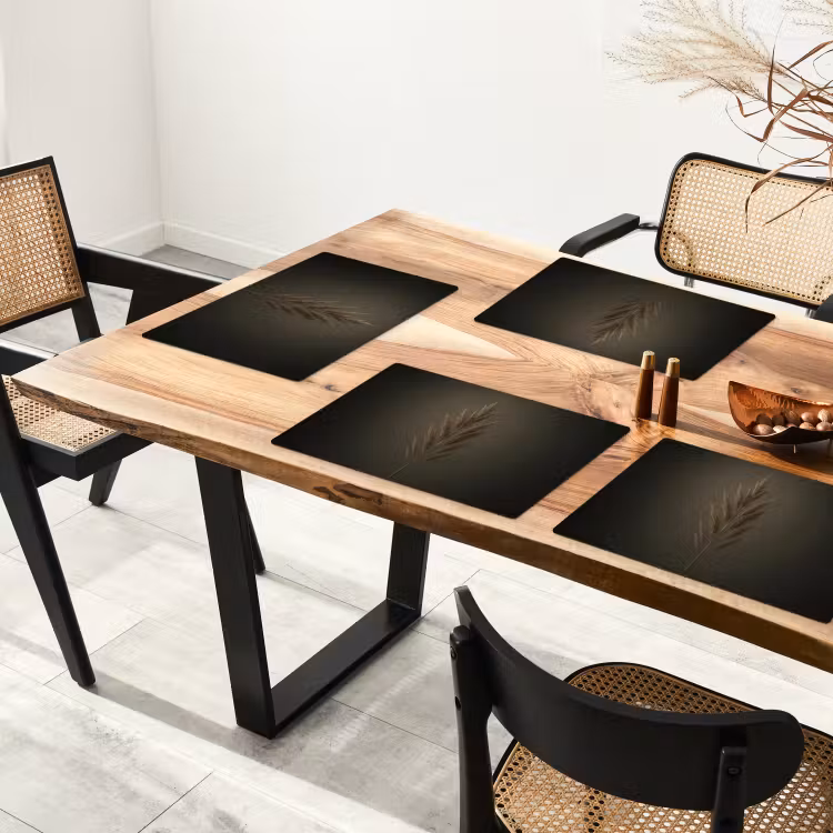 Placemat - 6 stuks - Tak - Pluimgras - Donkerbruin — 5