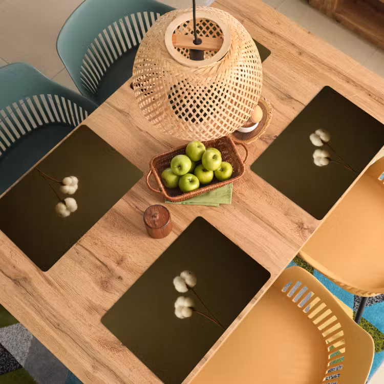 Placemat - 6 stuks - Takken - Katoen - Wit - Bollen — 6