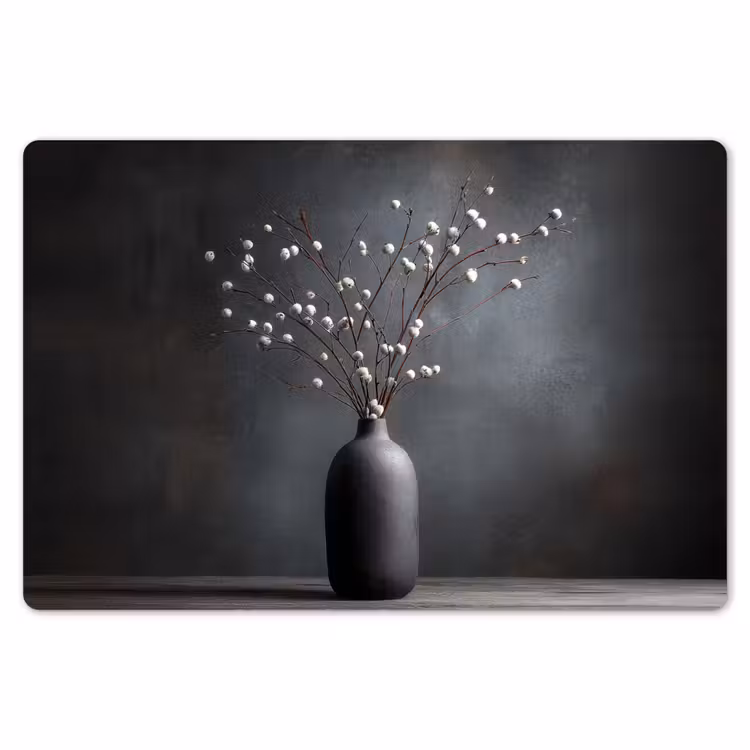 Placemat - 6 stuks - Takken - Vaas - Bolletjes - Wit — 7