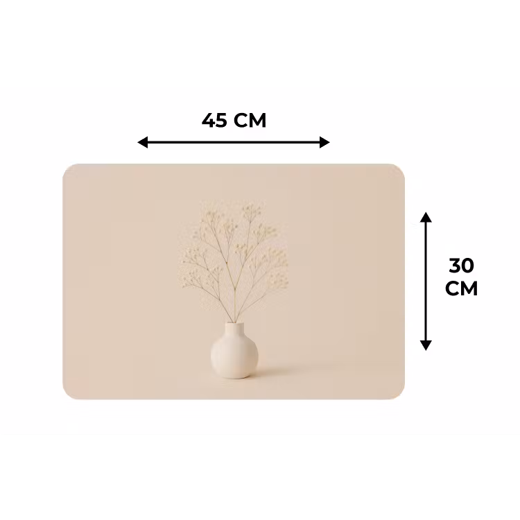 Placemat - 6 stuks - Vaas - Takken - Bloemetjes - Wit — 3