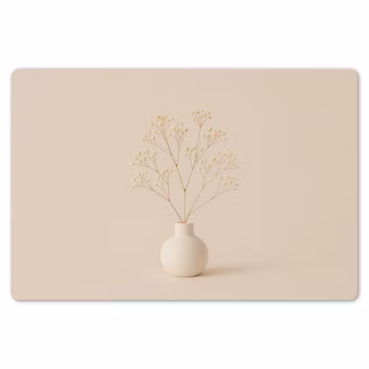 Placemat - 6 stuks - Vaas - Takken - Bloemetjes - Wit — 7