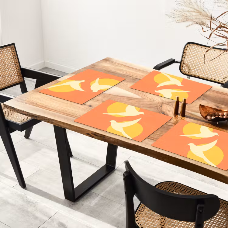 Placemat - 6 stuks - Vogels - Cirkels - Geel — 5