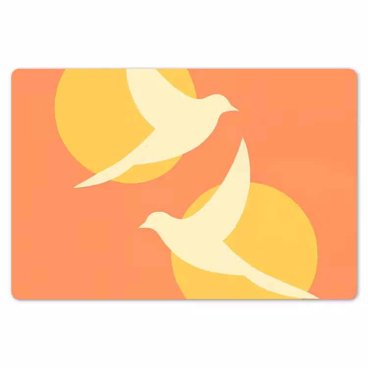 Placemat - 6 stuks - Vogels - Cirkels - Geel — 7