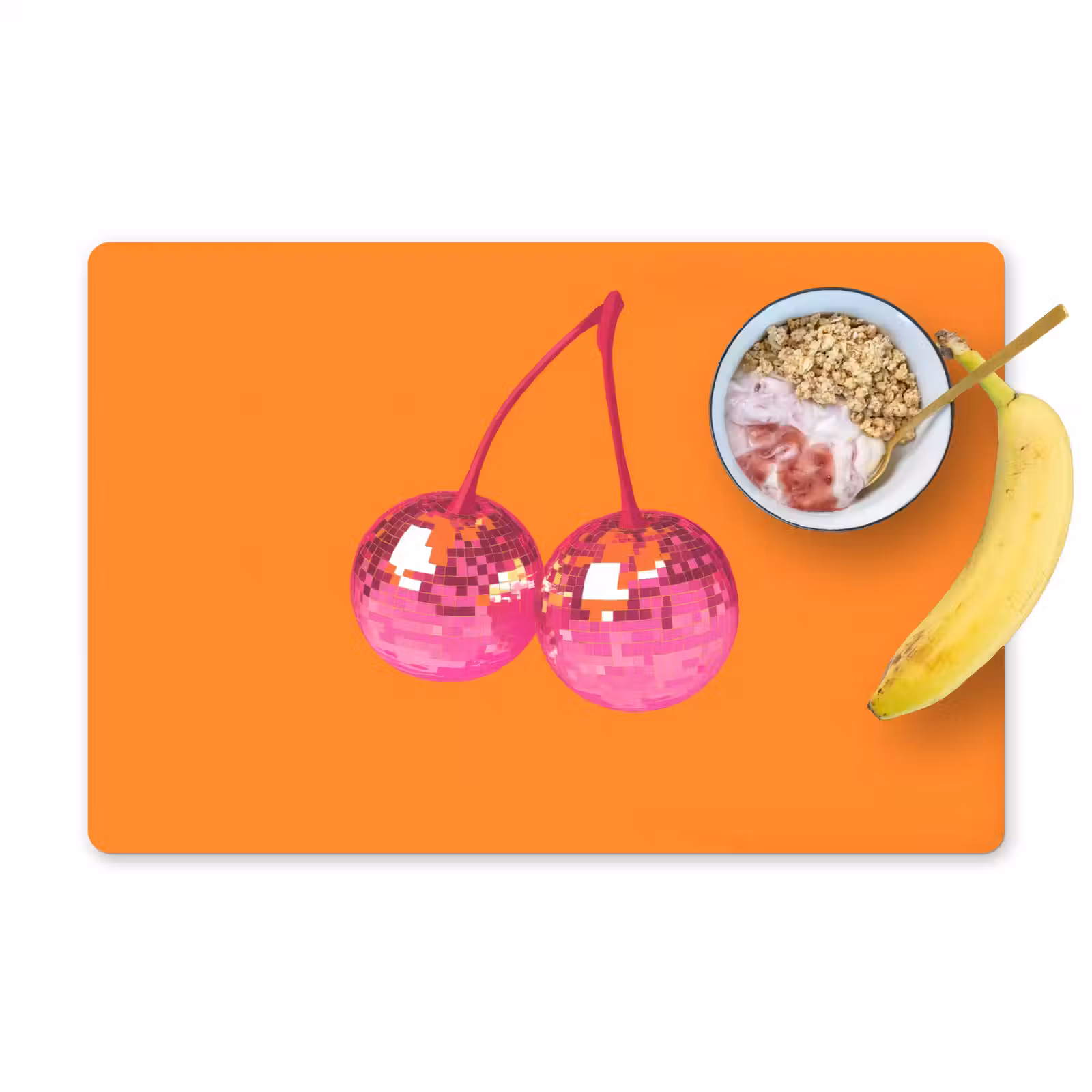 Placemat - 6 stuks - Discoballen - Kers - Spiegels - Roze — 1