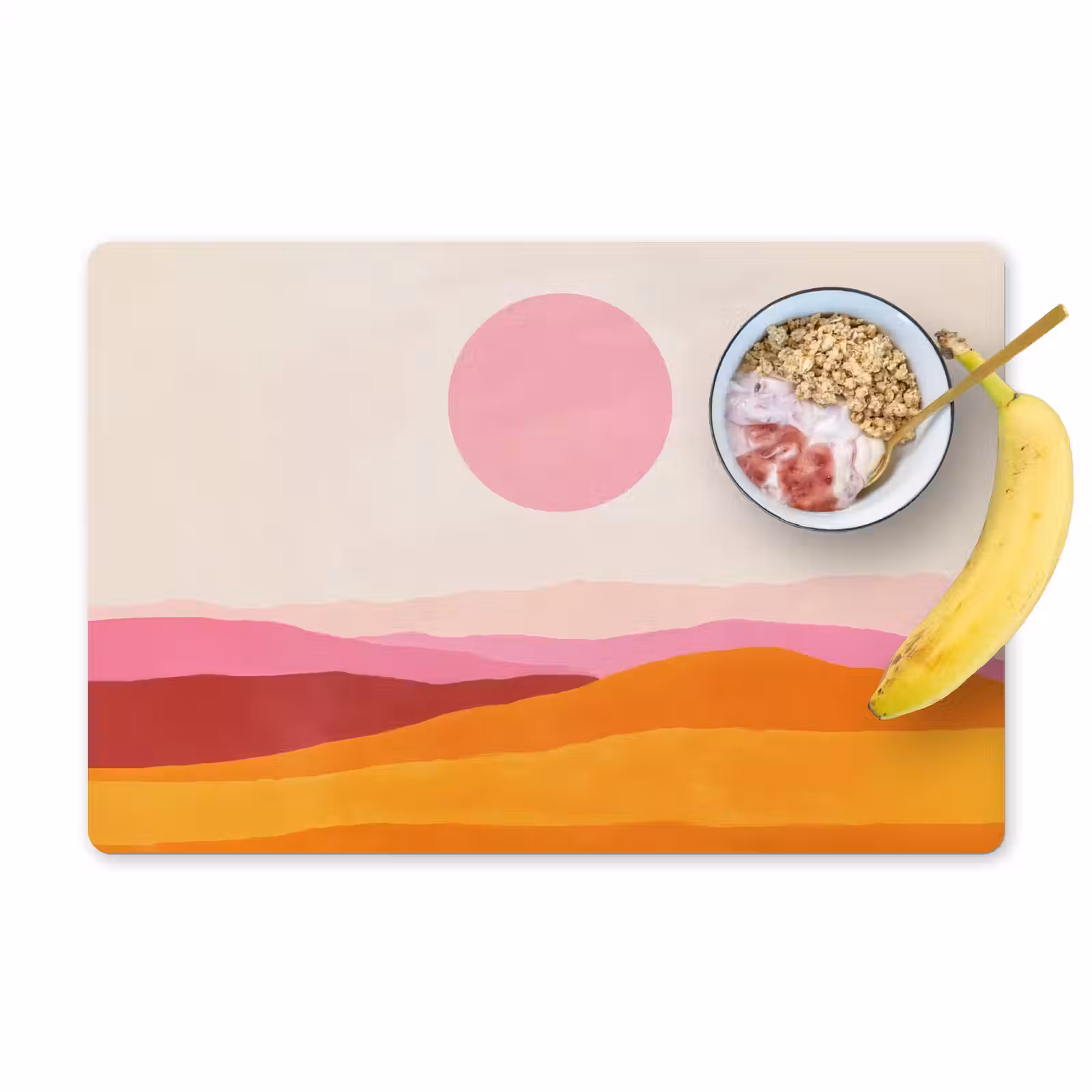 Placemat - 6 stuks - Heuvels - Oranje - Zon - Abstract — 1