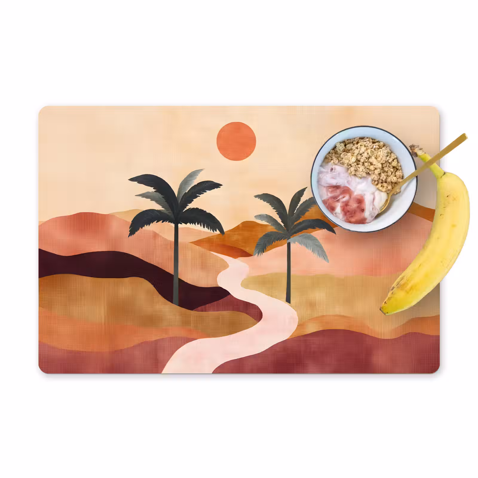 Placemat - 6 stuks - Heuvels - Palmbomen - Abstract — 1