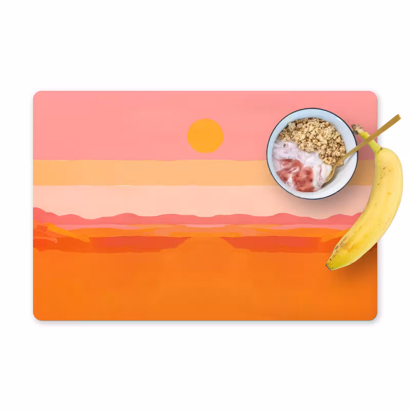Placemat - 6 stuks - Zon - Abstract - Landschap - Oranje — 1