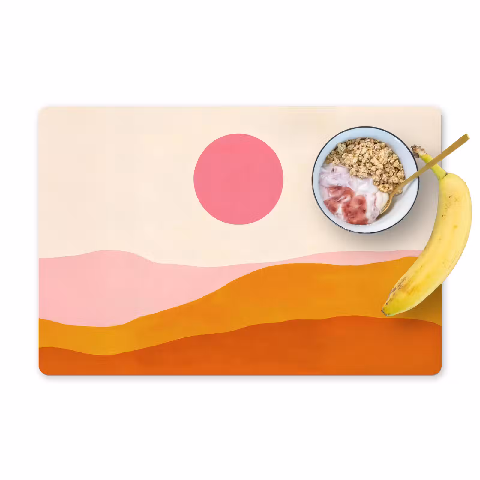 Placemat - 6 stuks - Zon - Heuvels - Abstract - Roze — 1
