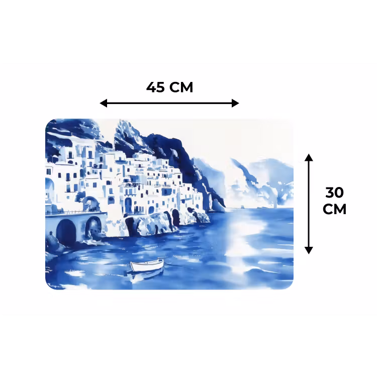 Placemat - 6 stuks - Dorp - Rotswand - Roeiboot - Water — 3