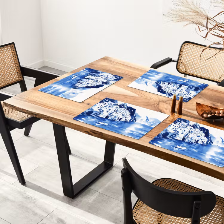 Placemat - 6 stuks - Dorp - Rotswand - Roeiboot - Water — 5