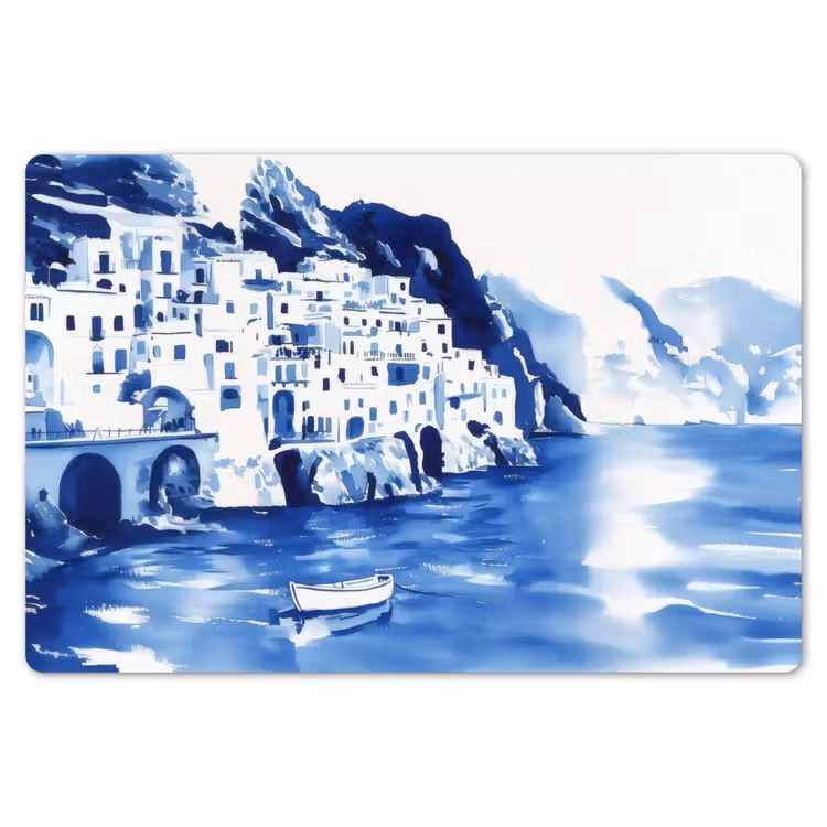 Placemat - 6 stuks - Dorp - Rotswand - Roeiboot - Water — 7