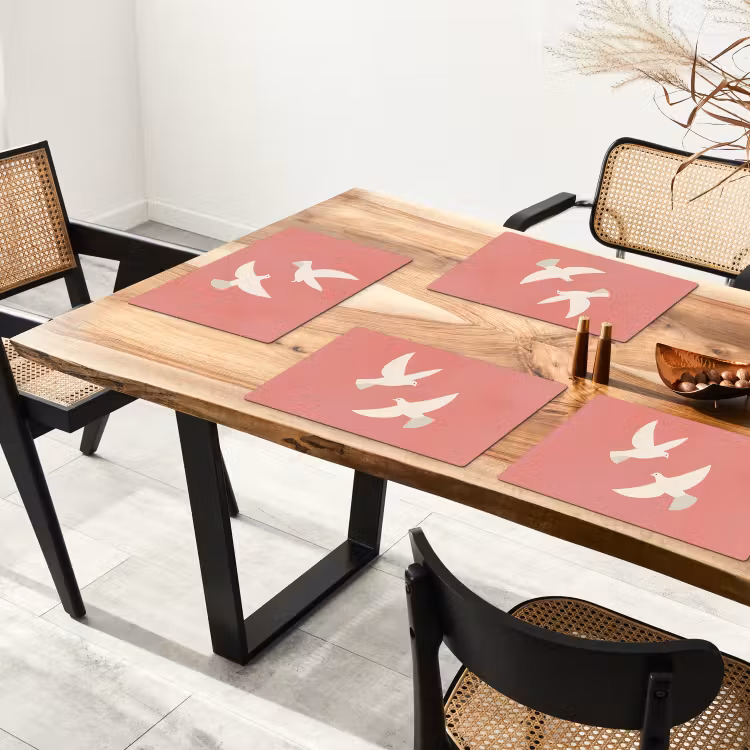 Placemat - 6 stuks - Duiven - Wit - Sierlijk — 5