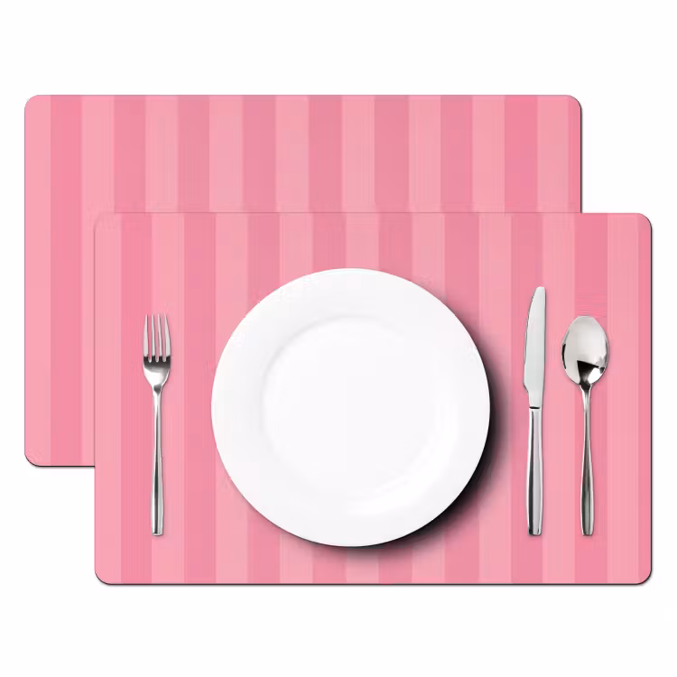 Placemat - 6 stuks - Gestreept - Roze - Chéri — 2
