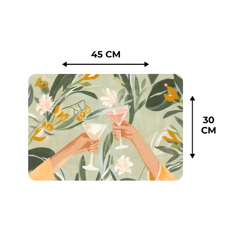 Placemat - 6 stuks - Glazen - Proosten - Bladeren - Groen — 3