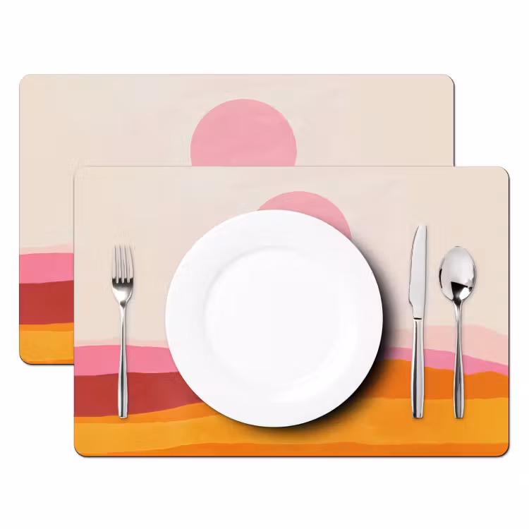 Placemat - 6 stuks - Heuvels - Oranje - Zon - Abstract — 2