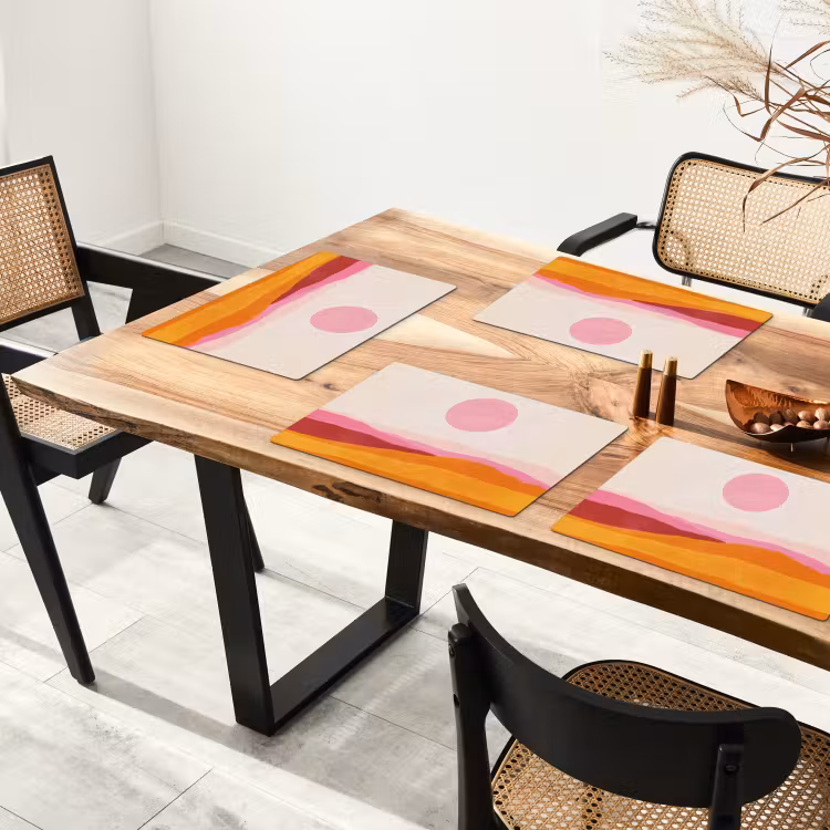Placemat - 6 stuks - Heuvels - Oranje - Zon - Abstract — 5